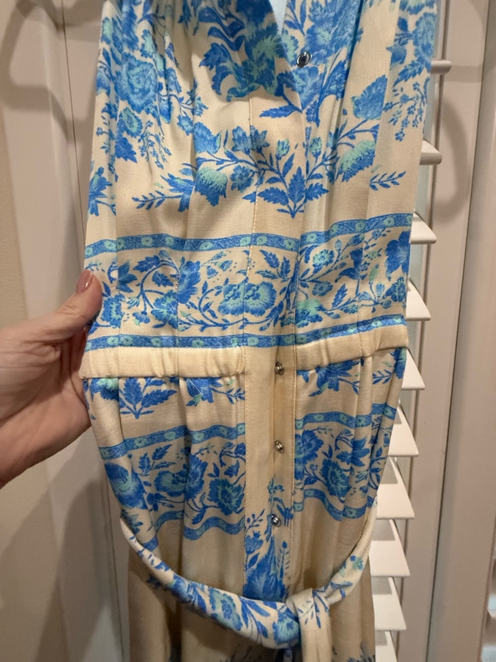 Plenty by Tracy Reese Blue Cream Halter Floral Wide-Leg Jumpsuit - Picture 4 of 6